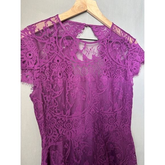 BB Dakota Women's 8 Purple Rhianna Illusions Fit & Flair Open Back Lace Dress - Picture 2 of 11